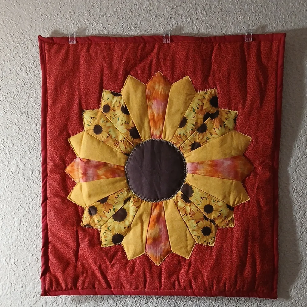 Sunflower Quilt Wall Art in Red and Yellow 20